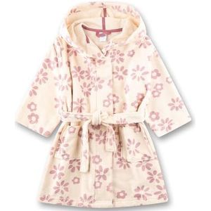 Sanetta Meisjesbadjas off-white | Hoogwaardige en behaaglijke badjas van badstof voor meisjes. Badjas met bloemen en capuchon en riem | Badjas voor meisjes, beige, 92