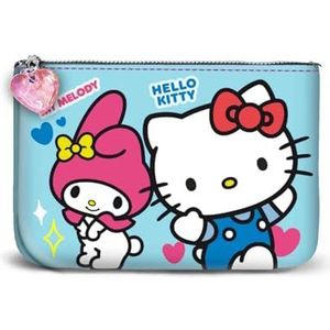 Karactermania Sanrio Hello Kitty vriendschap-kleine vierkante munttasje, blauw, 13 x 10 cm, Blauwe Hello Kitty, Eén maat, Kleine Vierkante Portemonnee Sanrio