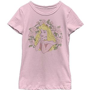 Disney Princess Briar Rose Thorns Girl's Solid Crew Tee, Light Pink, X-Small, Rosa, XS