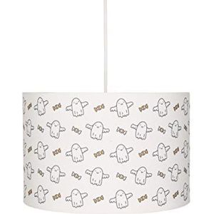 LIVONE Happy Rugs for Kids plafondlamp voor kinderkamer hanglamp lampenkap met motief geesten in wit zwart, 30x20 cm, E27, 60 Watt, 230 Volt, 30 x 30 x 20 cm, 758198336875