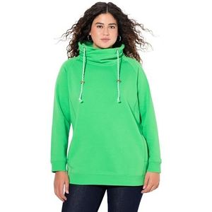Ulla Popken Grote maten grote maten plus size sweatshirt, brede opstaande kraag, zakken, raglan-lange mouwen, mintgroen, 46-48