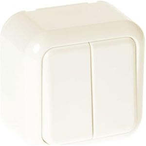 Ancient Dubbele schakelaar met 2 knoppen in elegant beige, afmetingen van 6 x 6 x 3 cm. Ideaal voor elke ruimte, combineert functionaliteit en stijl in uw moderne inrichting.