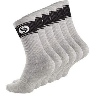 STARK SOUL 6 paar sportsokken in retro design - Crew Socks in de beste kwaliteit met gevoerde zool, tennissokken van het fijnste katoen, zwart, wit, grijs, gemengd, 6 paar grijs melange, 43/46 EU