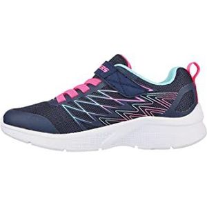 Skechers Microspec Bold Delight Sneaker voor meisjes, Navy Mesh Hot Pink Trim, 33.5 EU