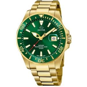 JAGUAR Horlogemodel J877/2 uit de Executive collectie, 43,5 mm groene behuizing met geplateerde stalen armband voor heren J877/2, goud-groen, groß, Armband