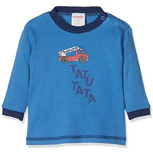 Schnizler Baby-jongens sweatshirt Interlock brandweer shirt met lange mouwen, blauw (7), 56 cm