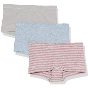 Maidenform Damesslips voor jongens (set van 3), Blue Denim Heather/Grey Hthr/Pink Stripe, M