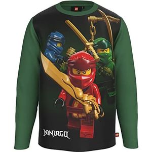 LEGO Jongen Ninjago Jungen Langarmshirt All Over Print LWTaylor 114 T-Shirt, 884 Donkergroen, 92