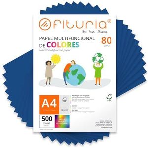 Kleurpapier, verpakking met 500 vellen A4, 80 g, kleurrijk papier voor knutselwerk, printer, scrapbooking, ideaal voor Origami, Papyroflexia, kantoor en school (donkerblauw, 500 uur)