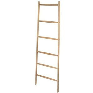 WENKO Handdoekladder Acina, handdoekhouder zonder boren, van acaciahout, FSC® gecertificeerd, 6 handdoekstangen & 2 haken voor handdoeken en kleding, 55 x 170,5 x 21 cm