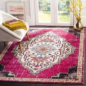 Safavieh Monaco Collection MNC254D Oriental Bohemian Medallion Distressed Pink and Multi Area Rug Transctioneel. 5'1"" x 7'7"" roze