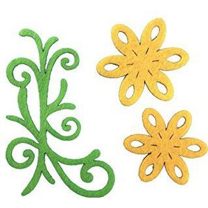 Petra's knutsel-News knutselartikel viltbloemenset, 3 verschillende designs, 30-delig, viltkleur: geel/appelgroen, groen, 6