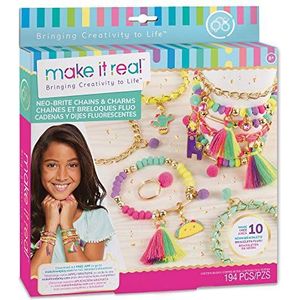 Make It Real Bracelet Making Kit with Neon Bracelet Beads - Girls Friendship Jewellery - Arts and Crafts for Kids