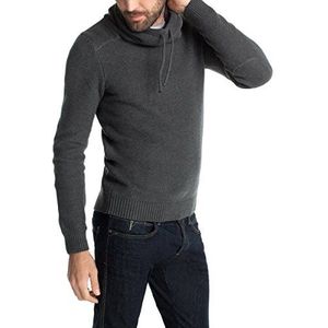 edc by ESPRIT Heren trui met sjaalkraag - slim fit, grijs (dark grey melange 060), XL