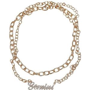 Urban Classics Uniseks halsketting Diamond Zodiac gouden necklace, kleur gemini, maat één maat
