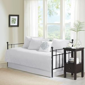 Madison Park Quebec Daybed Size Quilt Bedding Set - Khaki, Damask – 6 Piece Bedding Quilt Coverlets – Ultra Soft Microfiber Bed Quilts Quilted Coverlet