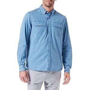 s.Oliver Heren Regular: Denim hemd met button down-kraag, blauw, M