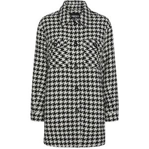 PCRUDY AOP Shacket, Zwart/Checks: wit Houndstooth, M
