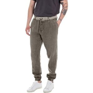 Replay Heren vrijetijdsbroek van linnen, 121 Mud, 40W