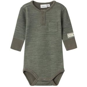 NAME IT Baby Jongens Nbmwyla Wool/Vis Ls Body met lange mouwen, groen, 56