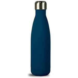 Sagaform Unisex – volwassenen 5018262 stalen fles met rubber uitvoering blauw 12/24H 50cl, 7 x 25,5 cm