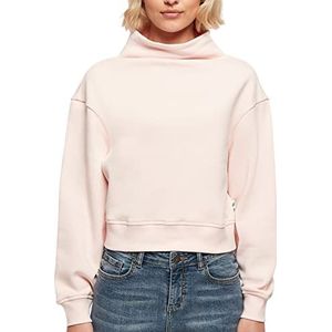 Urban Classics Women's Ladies Organic Short High Neck Crew Sweatshirt, roze, L, roze, L