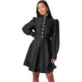 Yas - Ripple - Korte Jurk - Met Lange Mouwen - Hoge Hals - Pofmouwen