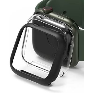 Ringke Slim (2 Stuks) Compatibel met Apple Watch Serie 9/8 / 7 41mm Case, Lichtgewicht PC Hoesje - Clear & Matte Black