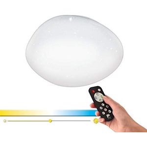 EGLO Access Sileras-A Led-plafondlamp, 1-vlammige wandlamp met kristaleffect van staal en kunststof, wit, met afstandsbediening, kleurtemperatuurveran