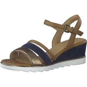 Marco Tozzi Dames 2-2-28724-20 leren sandaal met sleehak sleehak, Navy Comb, 37 EU, Navy Kam, 37 EU