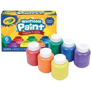 CRAYOLA Wasbare verf - verschillende kleuren (verpakking van 6) | Perfect voor alle kunst- en knutselbehoeften - gemakkelijk wasbaar | ideaal voor kinderen van 3 jaar