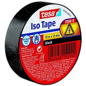 tesa Isolatietape, zelfklevend, hittebestendig, voor isoleren, repareren en bundelen, 1 x 10 m, zwart
