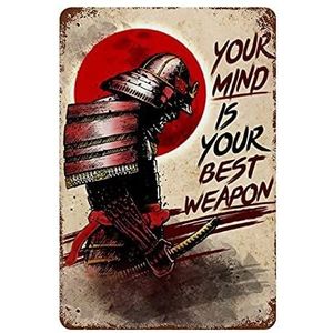 graman Je geest is je beste wapen Samurai Plaque Poster Vintage Plaque Poster Home Decor Muurdecoratie Plaque Poster Metalen Print Tin Borden Muur Art Decor 12""x8