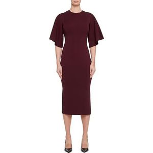 Ted Baker WMD-LOUNIA-Geribbelde Mouwen Gebreide Bodycon Midi Jurk, Dk-rood, 40