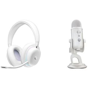 Logitech G735 Draadloze Gamingheadset, Aanpasbare LIGHTSYNC RGB-Verlichting - Compatibel met PC, Mobiele Apparaten - Wit & Logitech Blue Yeti Premium USB Gaming Mic voor streamen op PC & Mac - Wit