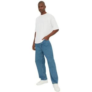Trendyol Heren hoge taille wijde pijpen jeans, blauw, 31, Blauw, 31W