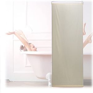 Relaxdays douche rolgordijn, 60x240 cm, gordijn voor badkuip, waterafstotend, plafond & raam, beige