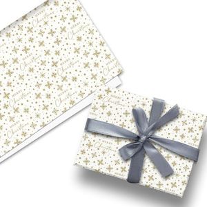 Glick Luxe gevouwen wrap, drie vellen gouden sneeuwval geschenkverpakking, kerst inpakpapier, Xmas veelkleurig papier