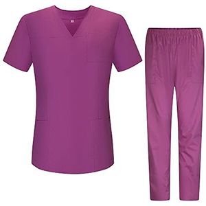 Misemiya Werkkleding, elastisch, voor dames, korte mouwen, kliniek, ziekenhuis, reiniging van plantaardige oppervlakken – Ref.G7154, Medisch uniform G715-40, fuchsia, XS