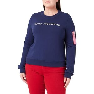 Love Moschino Dames Regular Fit Roundneck Long-Sleeved Sweatshirt, Dark Blue, 38, Dark Blue, 38