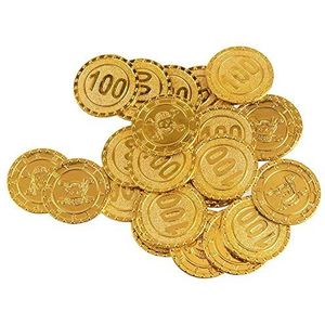 Boland 74144 Gouden muntenset, 24 stuks, speelgeld, schat, pirat, zeerover, vrijbeuter, verjaardag, schatzoek, themafeest, Halloween, carnaval