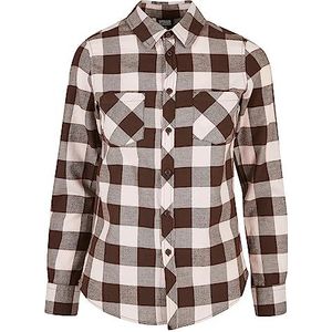 Urban Classics Dameshemd, geruit flanellen shirt, lange mouwen, verkrijgbaar in vele kleuren, maten XS - 5XL, roze/bruin, L