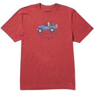 Life is Good Men's Off-Road Jake Vintage Crusher Tee, Faded Red - S