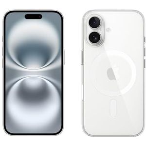 Apple iPhone 16 (256 GB) - Wit + Doorzichtig hoesje met MagSafe