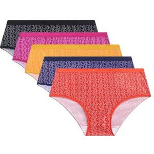 Dim Boxershorts voor dames, kleurrijk, katoen, 5 stuks, zwart/rood/roze/oranje/paars, S