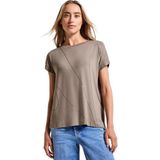 Street One - Dames Shirt - Bruin - Fijne Lijntjes