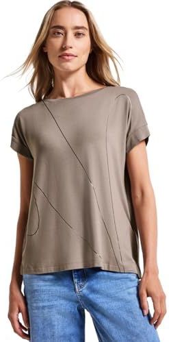 Street One - Dames Shirt - Bruin - Fijne Lijntjes