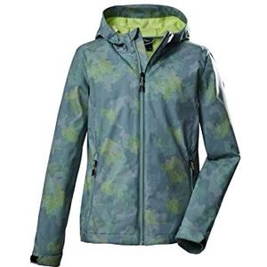 killtec Girl's Softshelljack/outdoorjack met capuchon KOS 205 GRLS SFTSHLL JCKT, steel mint, 128, 39102-000