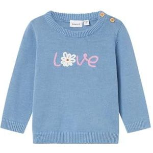 NAME IT Babymeisje Nbflosette Ls Knit gebreide trui, Eindeloze hemel, 80 cm