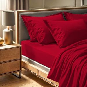 Claret Red Ranforce Single Fitted Sheet, 100% Katoen, 100 x 200+30 cm, 145 Thread Count | Machine Wasbaar op 30 °C | Zacht & Duurzaam Beddengoed